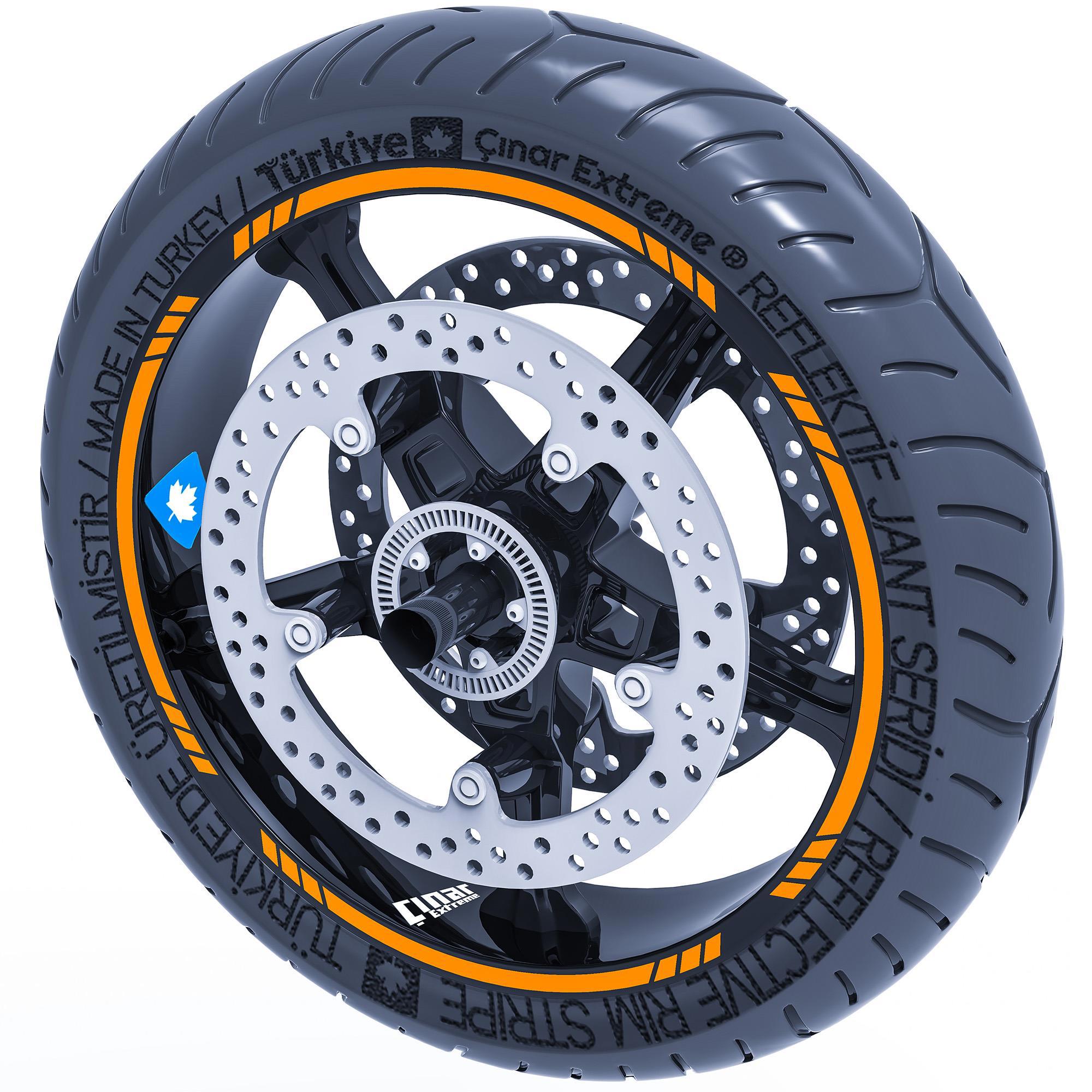 Çınar Extreme 4 Parçalı Kesikli Jant Şeridi Sticker Reflektif, Floresan, Özel R
