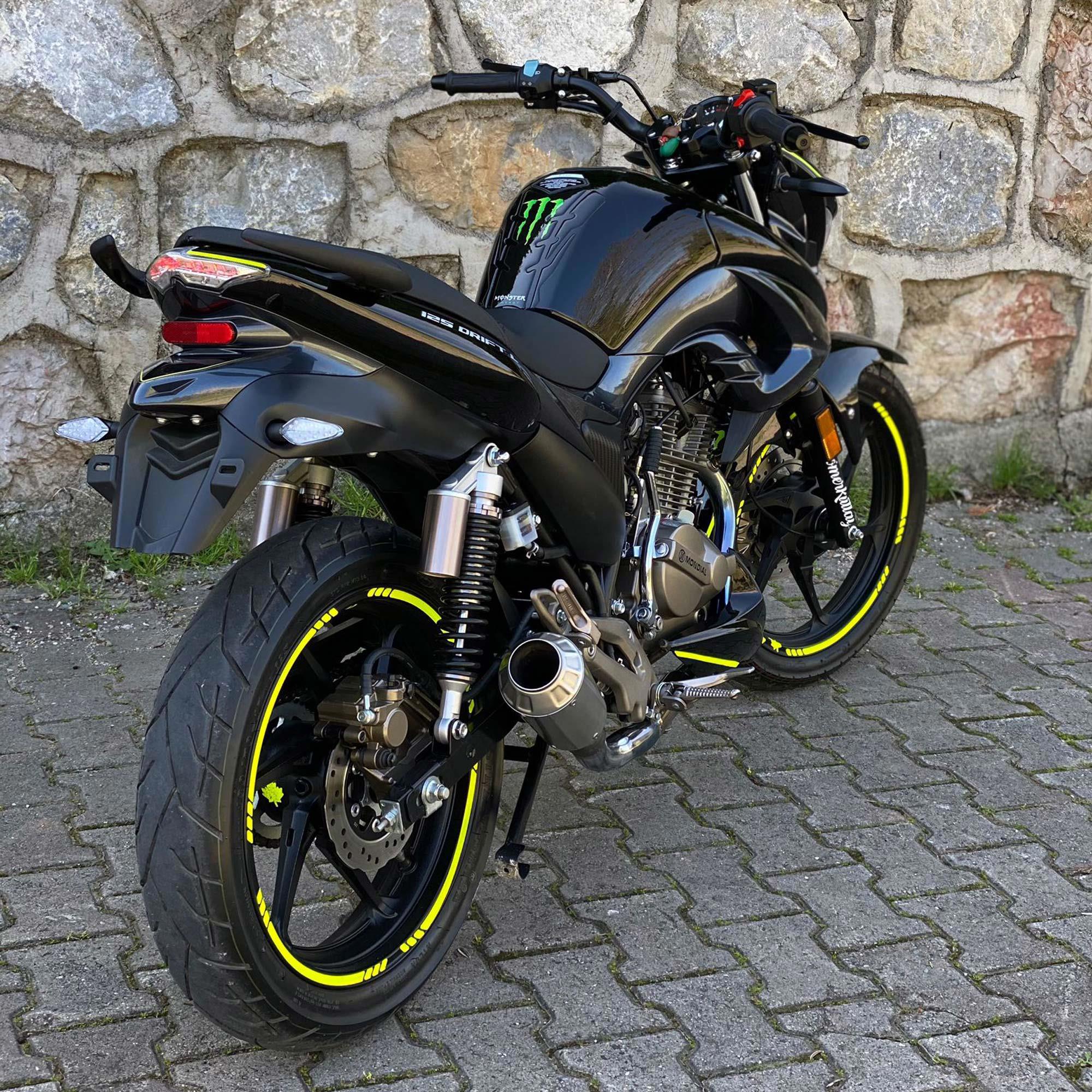 4 Parçalı Kesikli Tasarımlı Floresan Sarı Jant Şeridi Sticker Çın