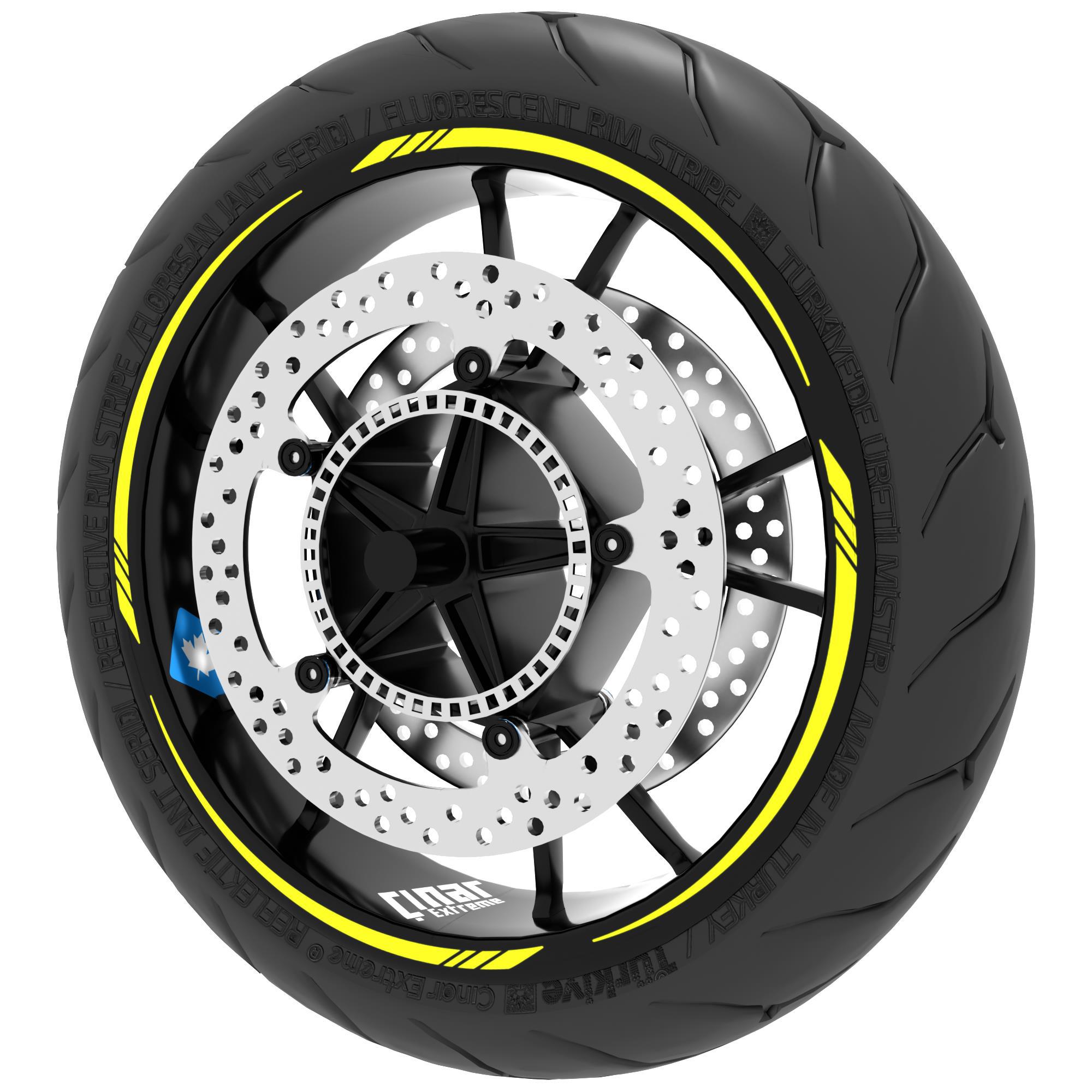 Çınar Extreme 4 Parçalı Keskin Jant Şeridi Sticker Reflektif, Floresan, Özel Re