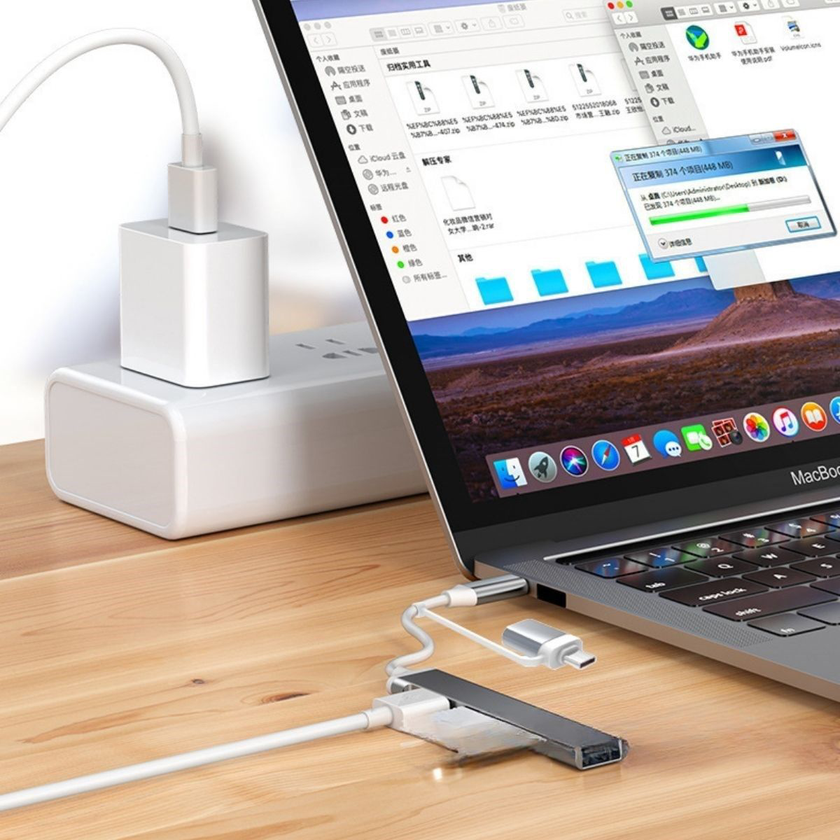 4 Port'lu Bağlantı İstasyonu Ultra İnce USB Bölücü TYPE-C tipi Ço