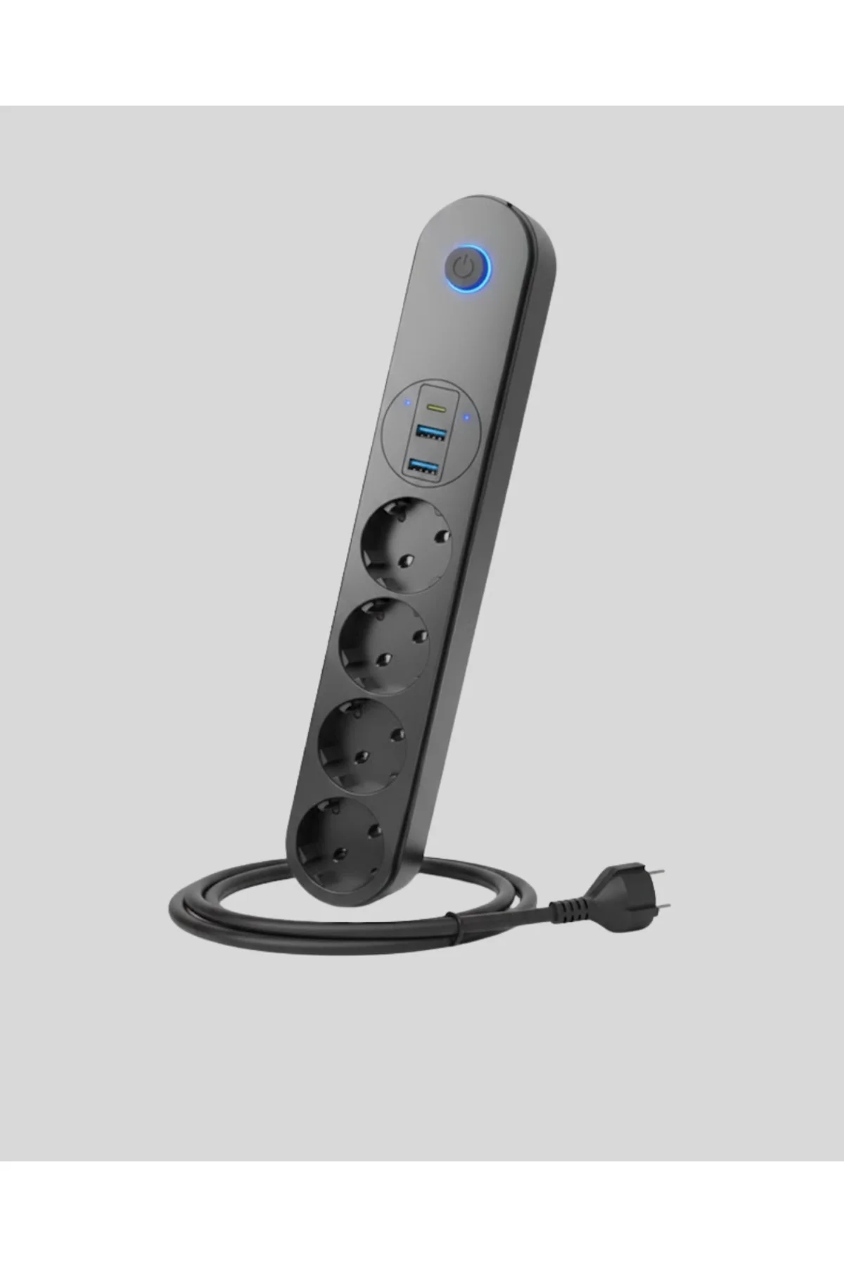 4 Priz 2 USB 1 Type-C Akım Korumalı Çoklu Priz Led Anahtarlı