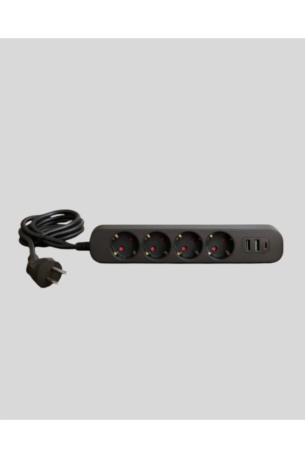 4 Priz 2 USB 1 Type-C Akım Korumalı Çoklu Priz Led Anahtarlı