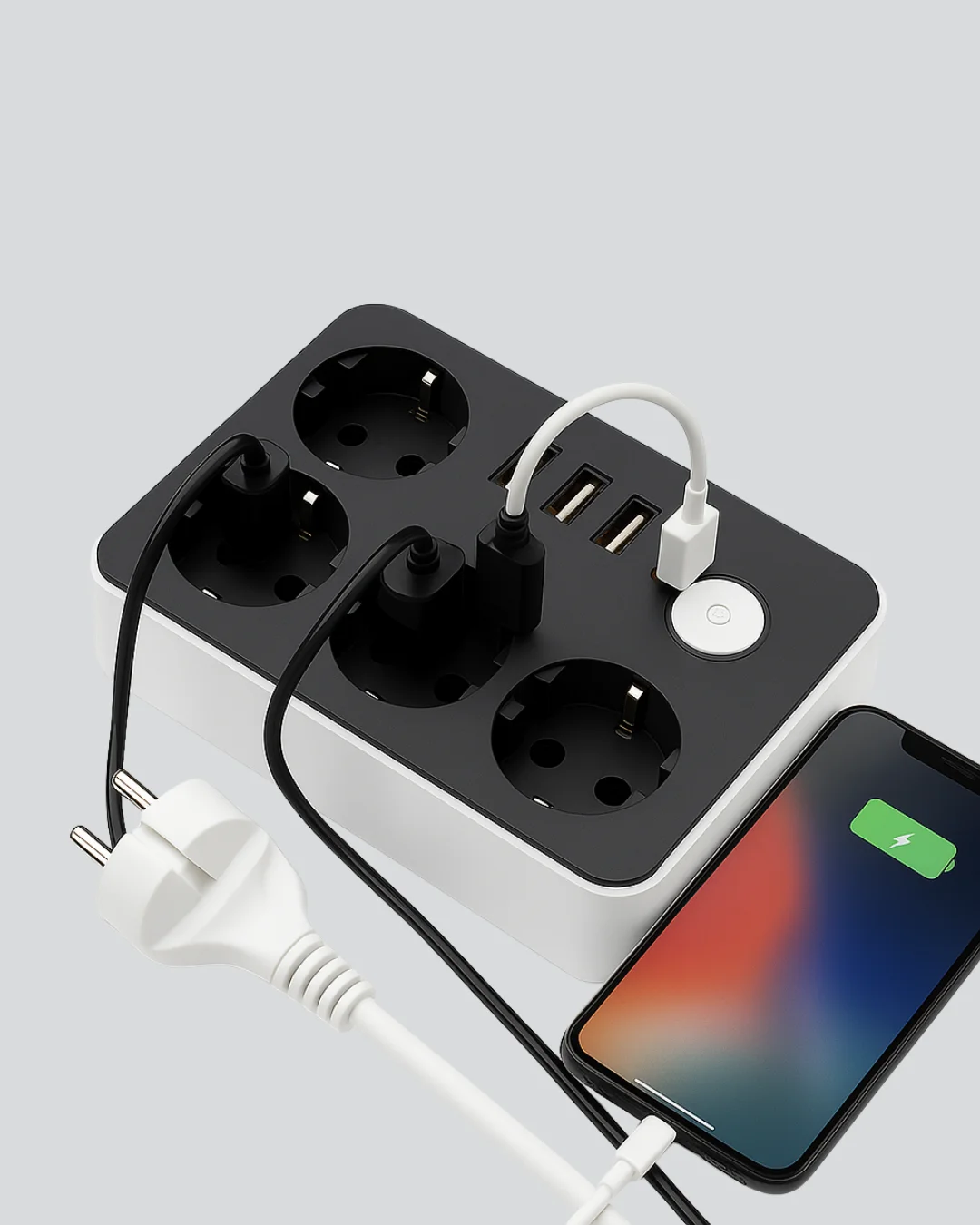 4 Prizli 3 USB Portlu Anahtarlı Akım Korumalı Priz