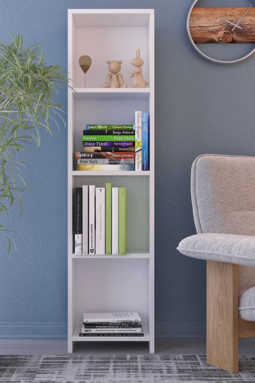 Abete Mobilya 4 Raflı Kitaplık - Oyuncak Dolabı / Beyaz