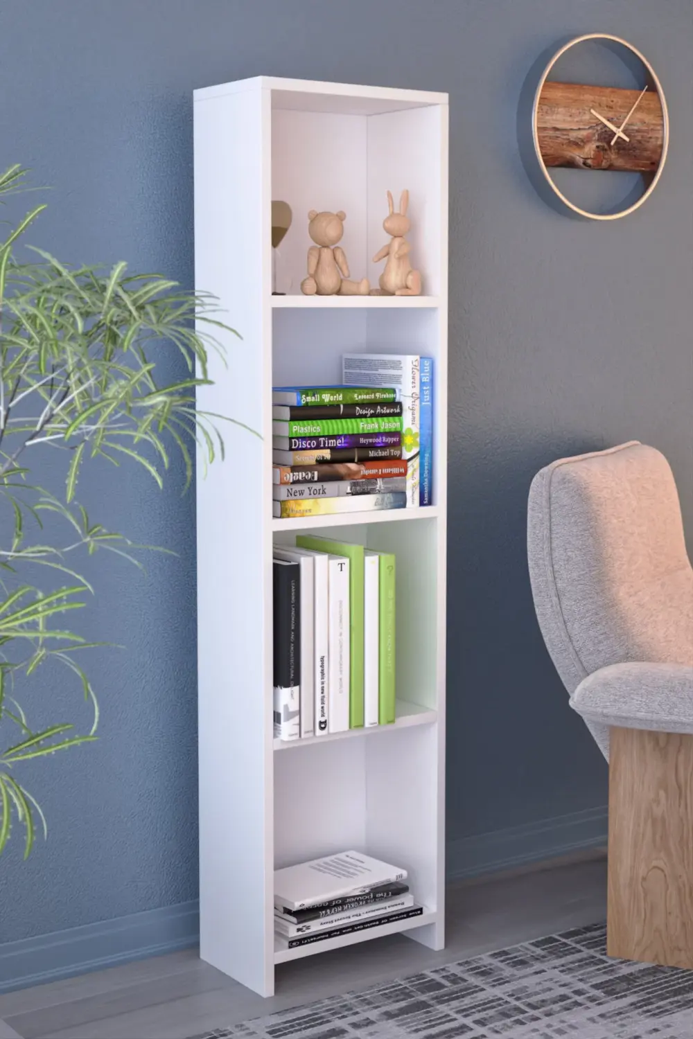 Abete Mobilya 4 Raflı Kitaplık - Oyuncak Dolabı / Beyaz