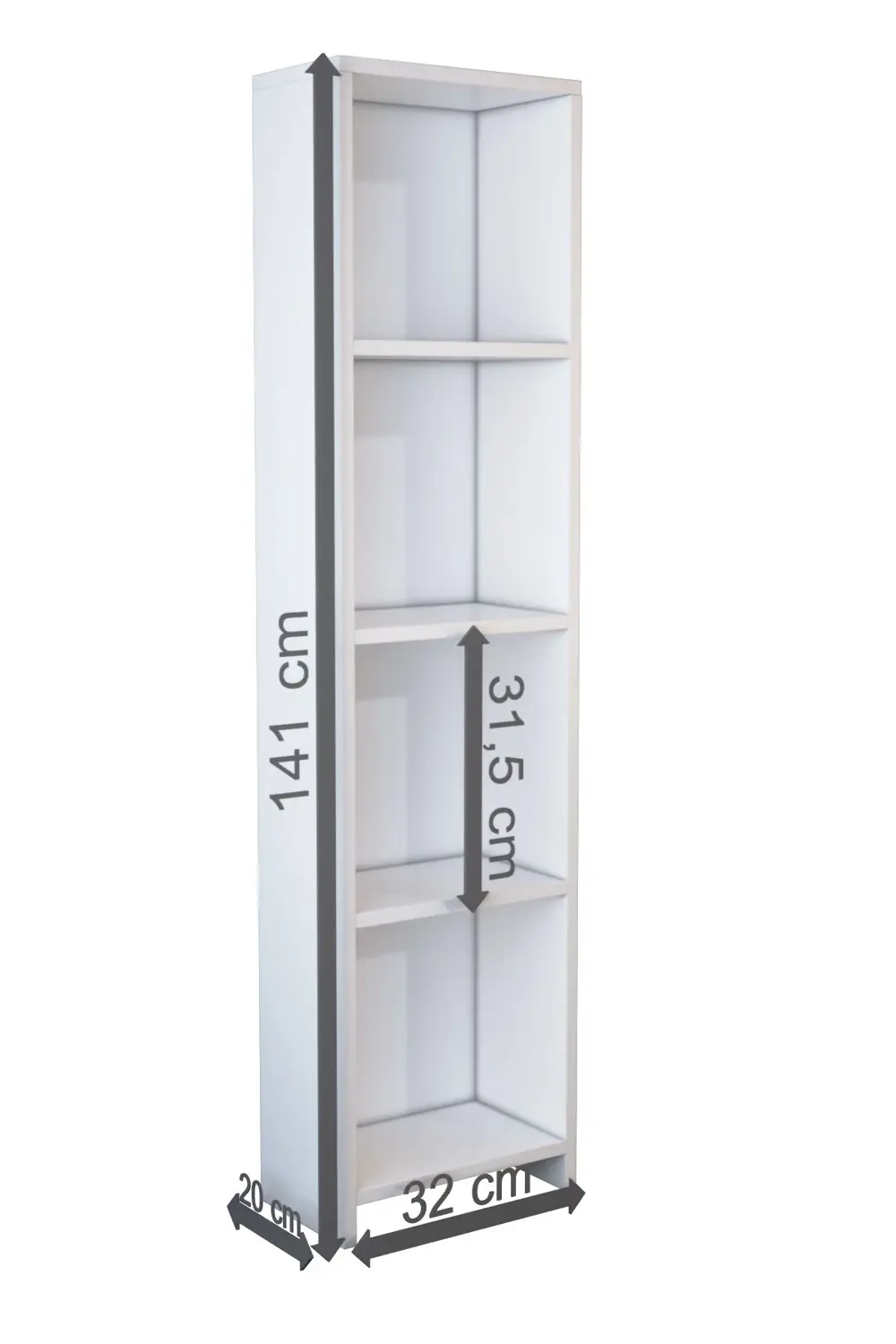 Abete Mobilya 4 Raflı Kitaplık - Oyuncak Dolabı / Beyaz