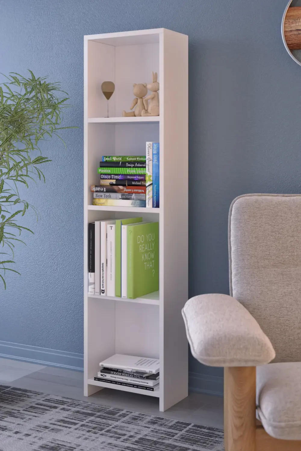 Abete Mobilya 4 Raflı Kitaplık - Oyuncak Dolabı / Beyaz