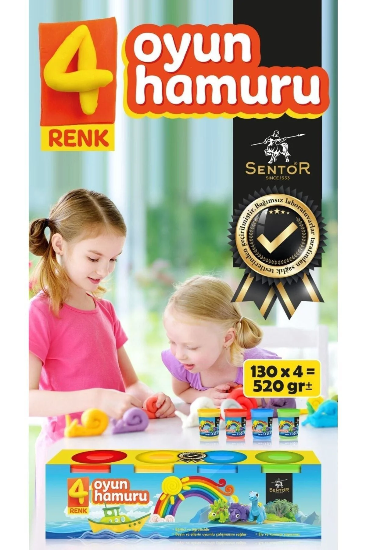4 Renk Oyun Hamuru (130x4= 520 G.) Fiyatı, Yorumları ve Özellikleri