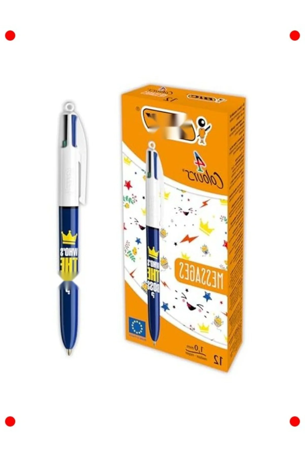 4 Renkli Tükenmez Kalem Seti - 12'li Kutu, 1.0mm Uç