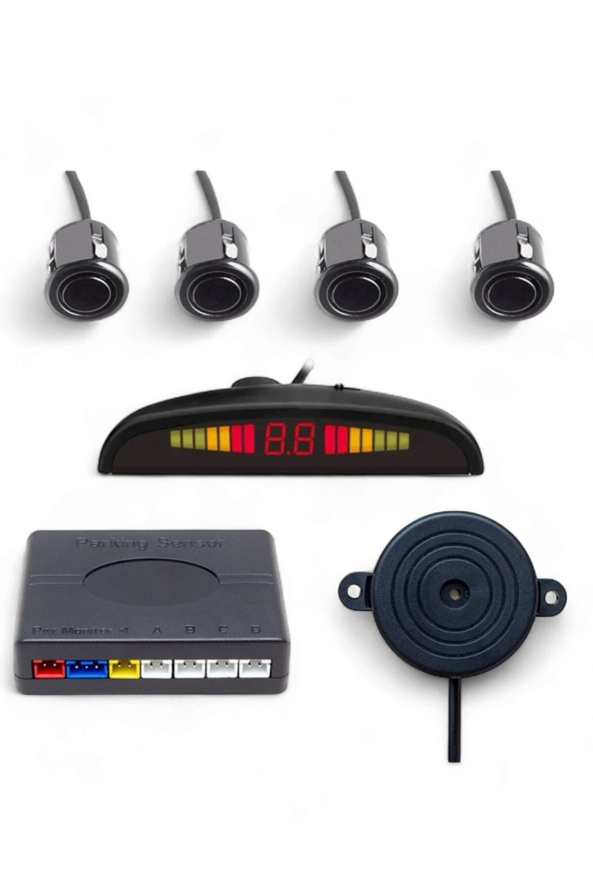 4 Sensörlü LED Ekranlı Araç Park Sensörü Seti (Sesli ve Görsel Uy