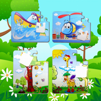 Ada Detox 4 Set - 48 Parça Tox Tekne , Helikopter Ve Zürafa 3+ Keçe Yapboz 