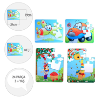 Ada Detox 4 Set - 48 Parça Tox Uçak, Araba Ve Elmacı Ayı 3+ Keçe Yapboz - 3