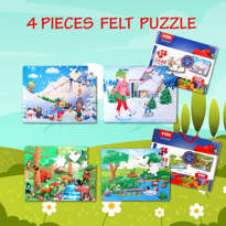 Ada Detox 4 Set - 96 Parça Tox Orman Ve Kış 5+ Keçe Yapboz - 5 Yaş Puzzle T