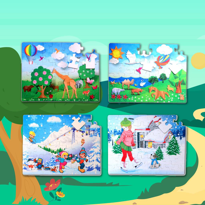 Ada Detox 4 Set - 96 Parça Tox Kış Ve Origami 5+ Keçe Yapboz - 5 Yaş Puzzle