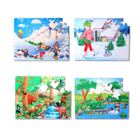 4 Set - 96 Parça Tox Orman ve Kış 5+ Keçe Yapboz - 5 Yaş Puzzle T