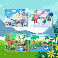 Ada Detox 4 Set - 96 Parça Tox Orman Ve Kış 5+ Keçe Yapboz - 5 Yaş Puzzle T