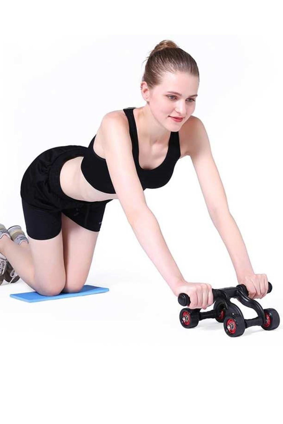 Jet 4 Tekerlekli Karın Kası Egzersiz Aleti Güç Tekerleği Karın Göğüs