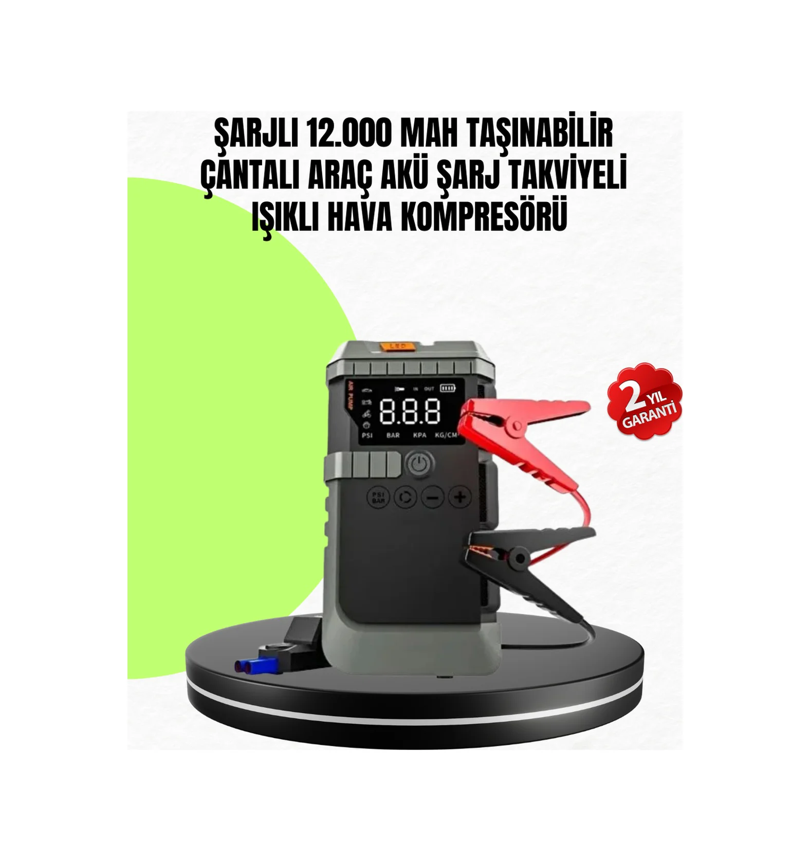4 Ü 1 Arada Powerbank Özellikli Araç Akü Şarj Takviye Cihazı - Lisinya