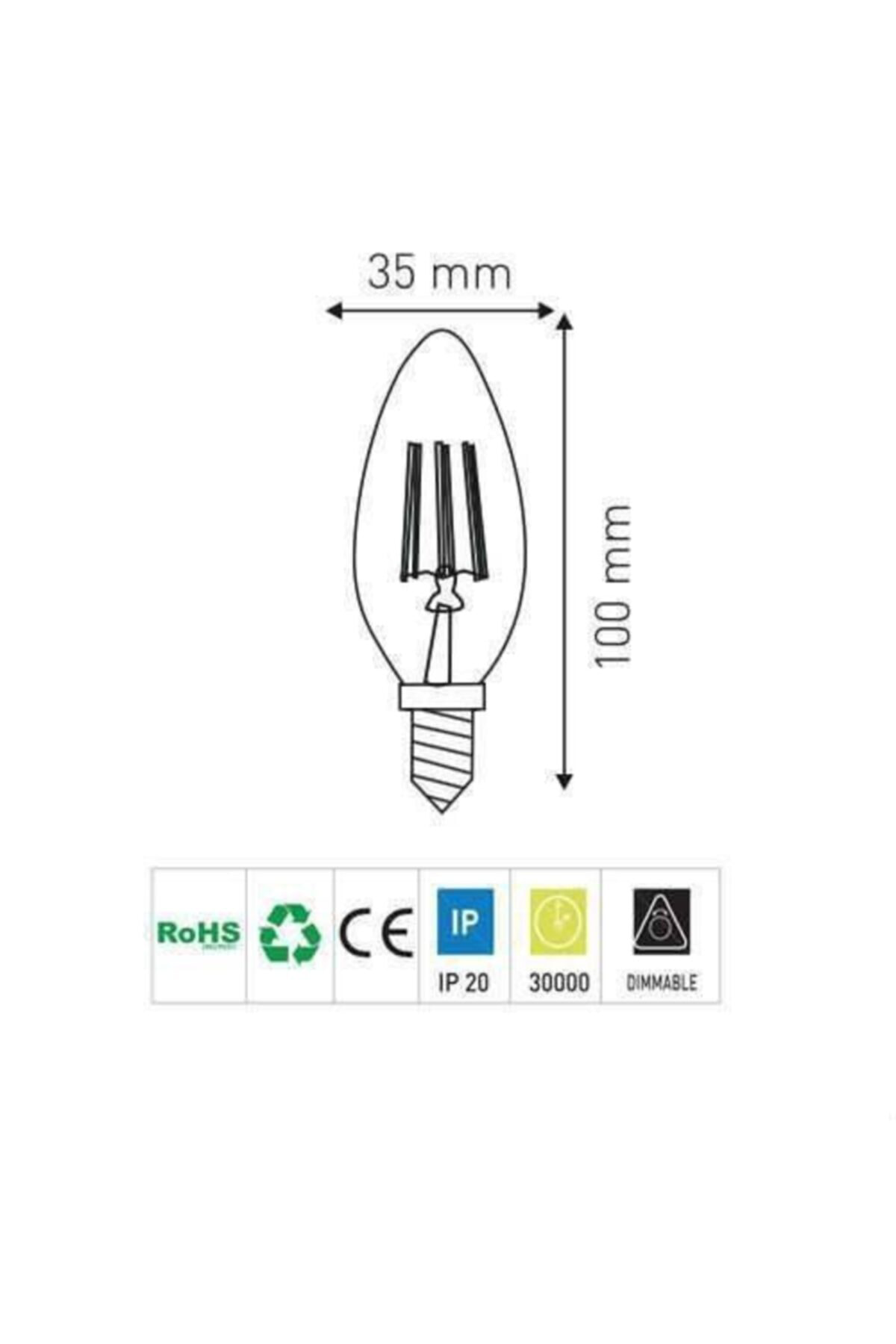 4 W Led Flament Ampul ,günışığı E14 Duy , Ct 4066g