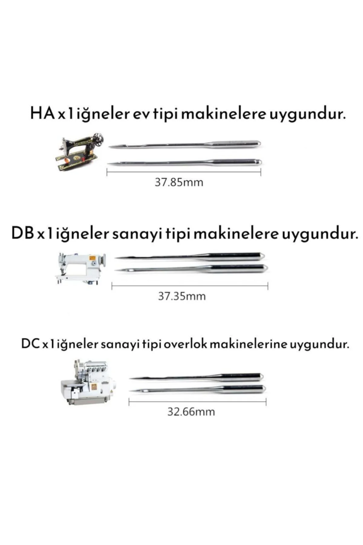 40 Adet Sanayi Tipi Dikiş Makinesi Iğne Seti (DBX1 - 11-14-16-18 