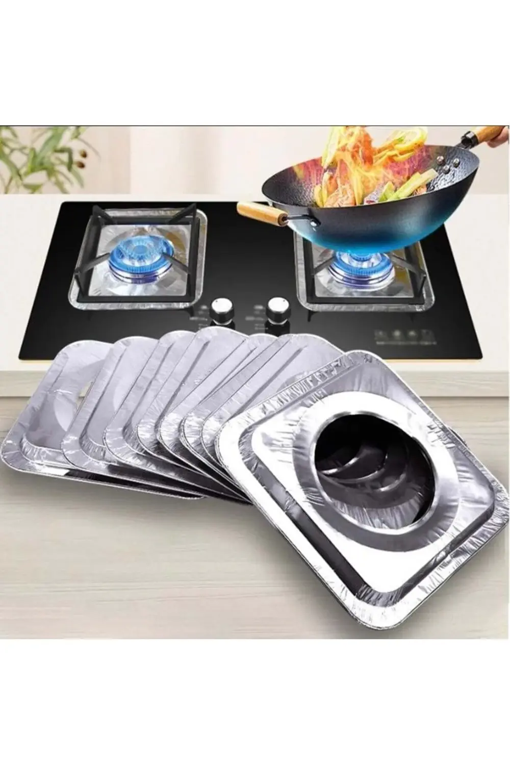 40 Adet Set Kare Ocak Üstü Yağ Koruyucu Alüminyum Levhaa (23*23 C