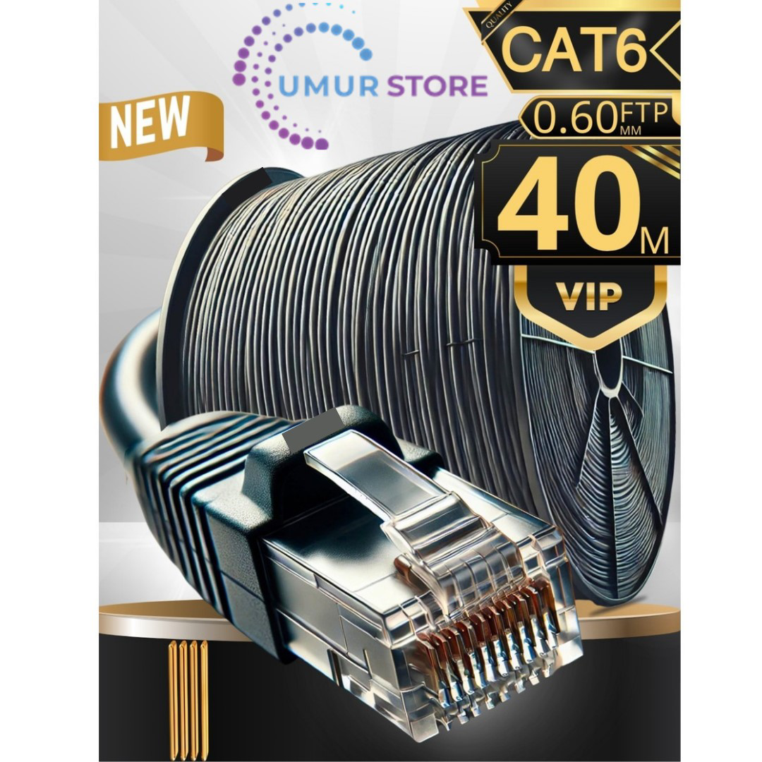 Herz 40 Metre İnternet Kablosu/Ftp 0,60Mm Cat6 23Awg/İki Kat Korumalı/