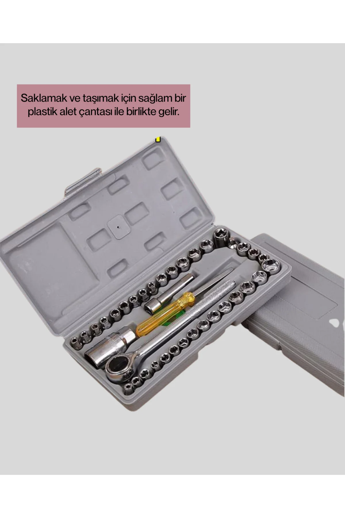 40 Parça Lokma Anahtar Seti Ayna Yüzey Karbon Çelik Dayanıklı Tam