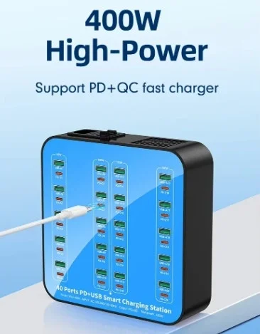 40 Portlu 400w Hızlı Şarj İstasyonu 20x Usb + 20x Type-c Pd Çıkışlı Şarj Cihazı 40 Portlu 400w Hızlı Şarj İstasyonu 20x Usb + 20x Type-c Pd Çıkışlı Şarj Cihazı - Görsel 4