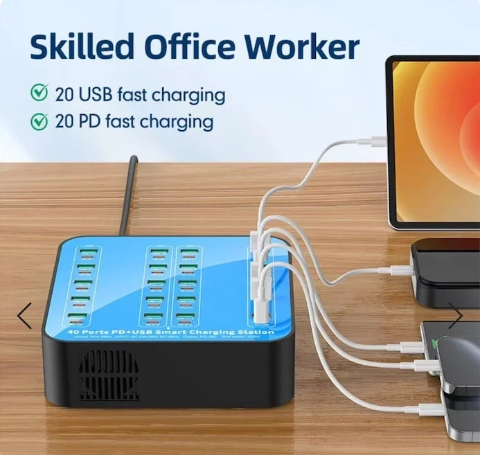 40 Portlu 400w Hızlı Şarj İstasyonu 20x Usb + 20x Type-c Pd Çıkışlı Şarj Cihazı 40 Portlu 400w Hızlı Şarj İstasyonu 20x Usb + 20x Type-c Pd Çıkışlı Şarj Cihazı - Görsel 2