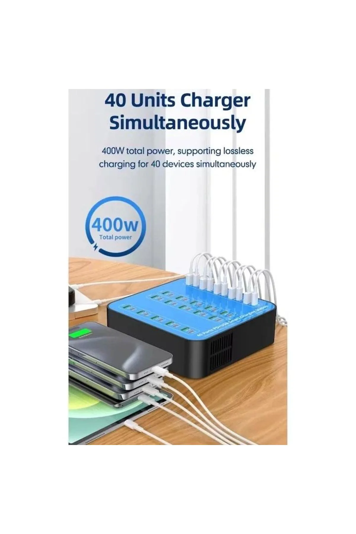 40 Portlu 400w Hızlı Şarj İstasyonu 20x Usb + 20x Type-c Pd Çıkış