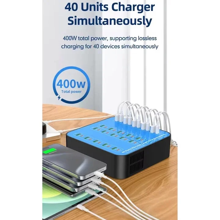 40 Portlu 400w Hızlı Şarj İstasyonu 20x Usb + 20x Type-c Pd Çıkışlı Şarj Cihazı 40 Portlu 400w Hızlı Şarj İstasyonu 20x Usb + 20x Type-c Pd Çıkışlı Şarj Cihazı - Görsel 5