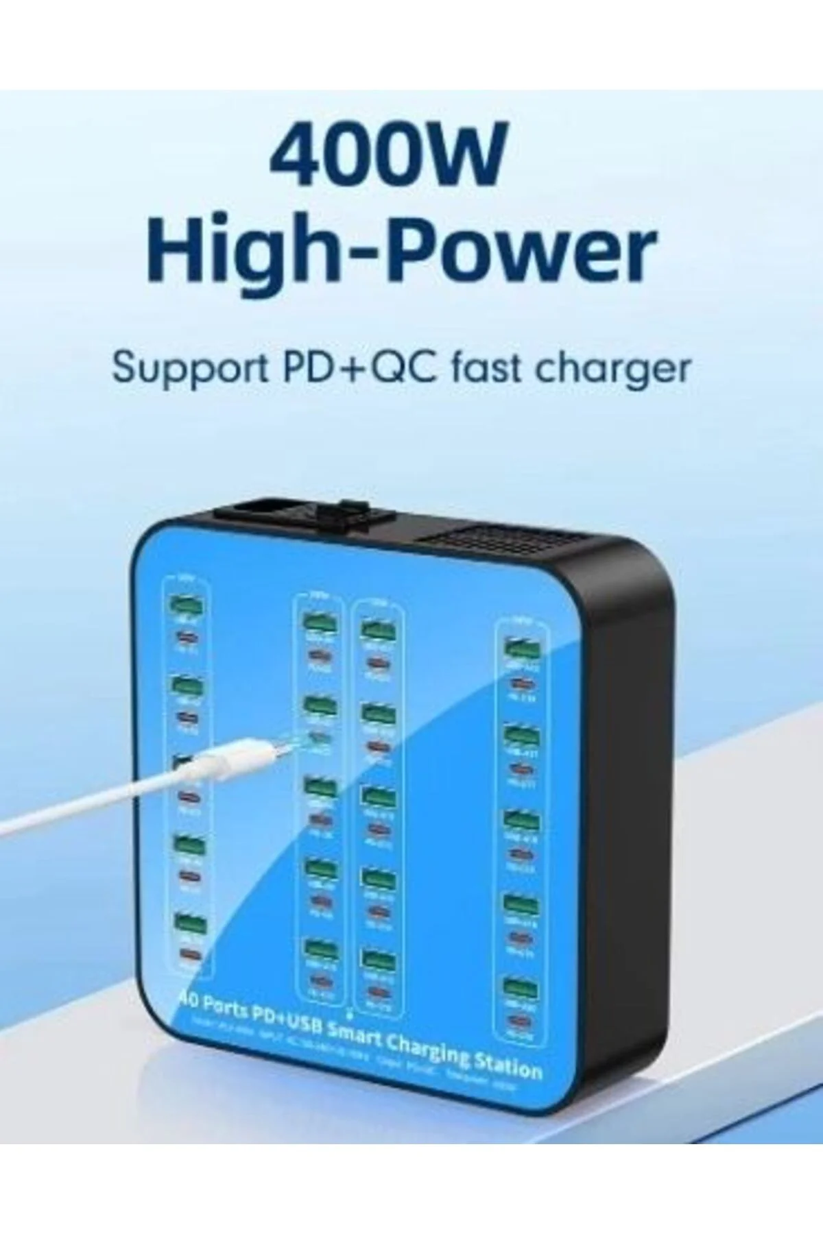 40 Portlu 400w Hızlı Şarj İstasyonu 20x Usb + 20x Type-c Pd Çıkış