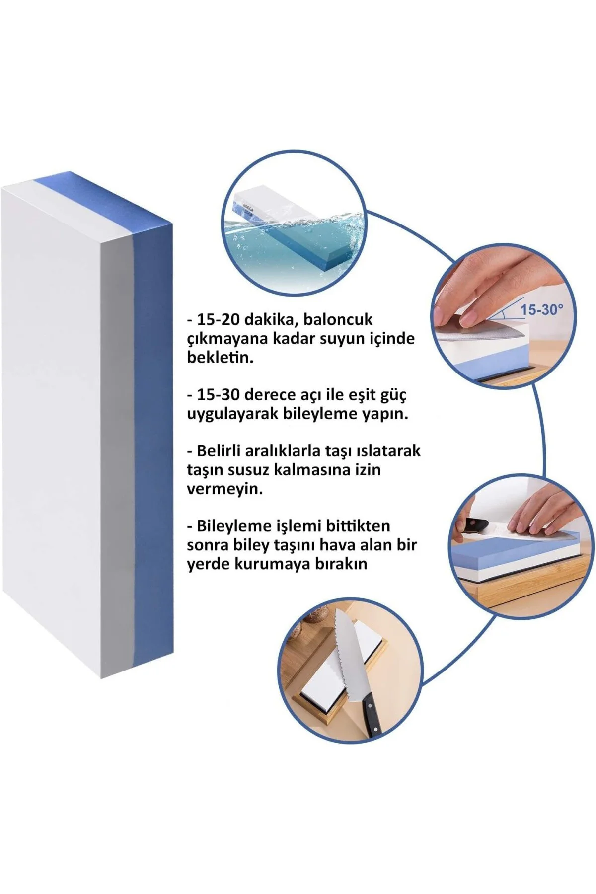 400# 1000# Çift Taraflı Profesyonel Bileme Taşı Sulu Biley 1. Kal