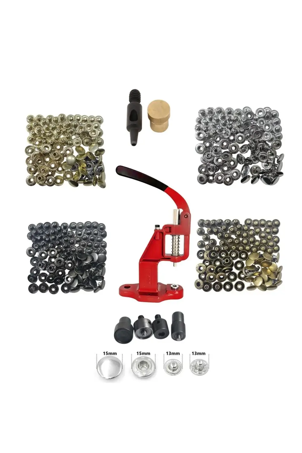 Tuhafiyecimiz 400 Adet 15Mm Tulumba Presli Paslanmaz Çıtçıt Yapım Seti - Aparat Tuhafiyecimiz 400 Adet 15Mm Tulumba Presli Paslanmaz Çıtçıt Yapım Seti - Aparat