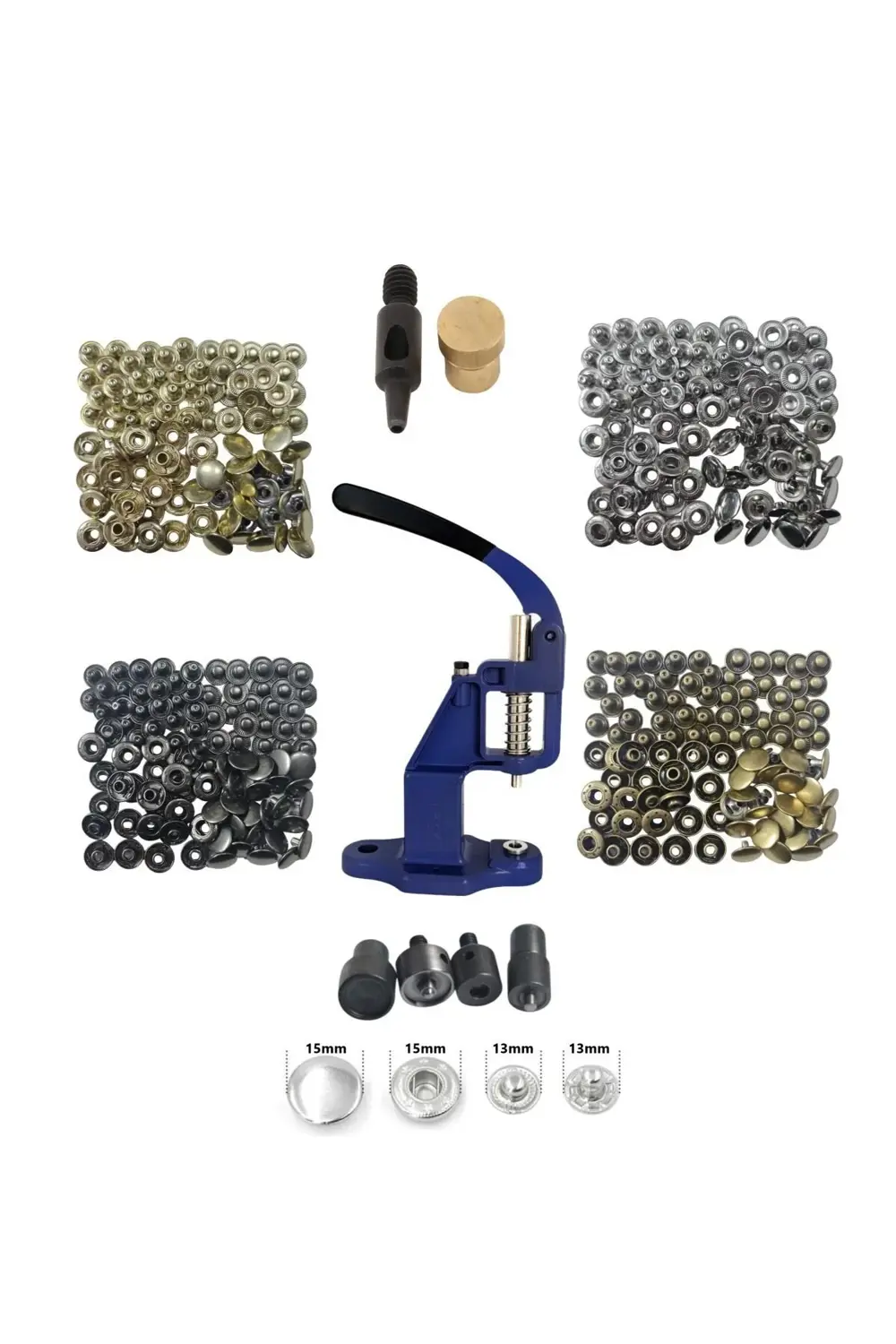 Tuhafiyecimiz 400 Adet 15Mm Tulumba Presli Paslanmaz Çıtçıt Yapım Seti - Aparat Tuhafiyecimiz 400 Adet 15Mm Tulumba Presli Paslanmaz Çıtçıt Yapım Seti - Aparat