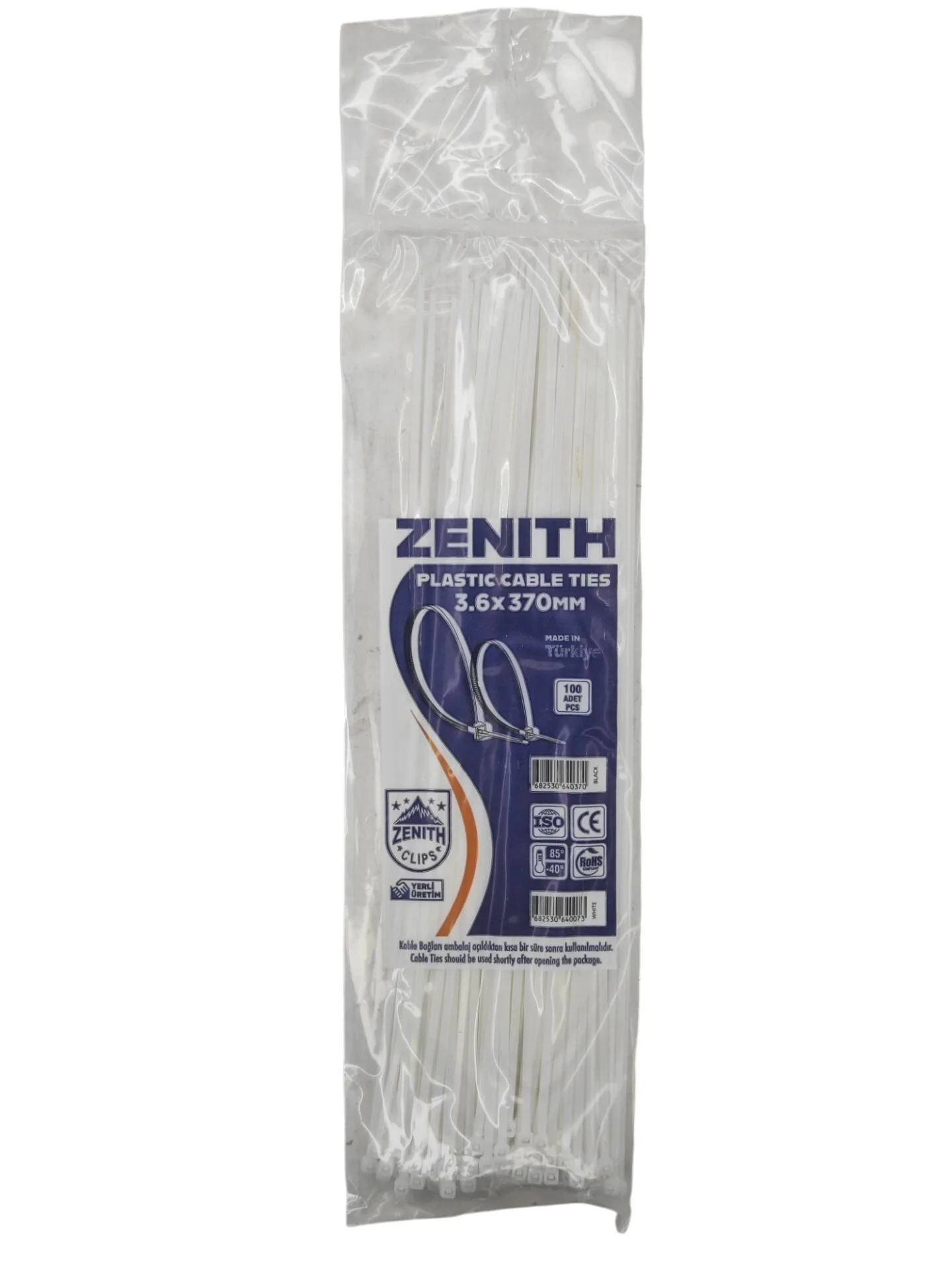 4007   Zenith Kablo Bağı - Plastik Kelepçe 3.6mm 370mm - Beyaz