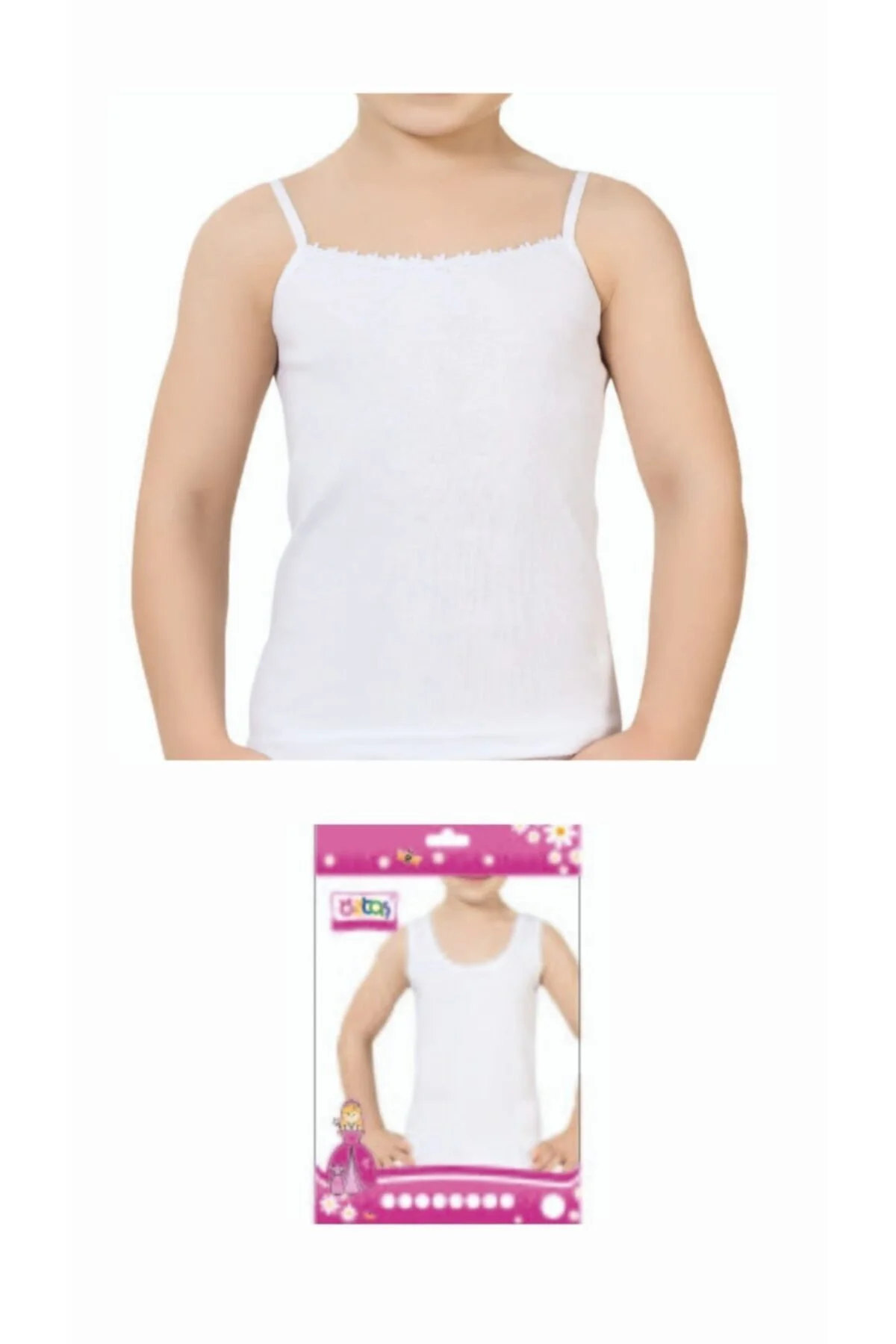 4012-a Kız Çocuk Ribana Güpürlü Atlet