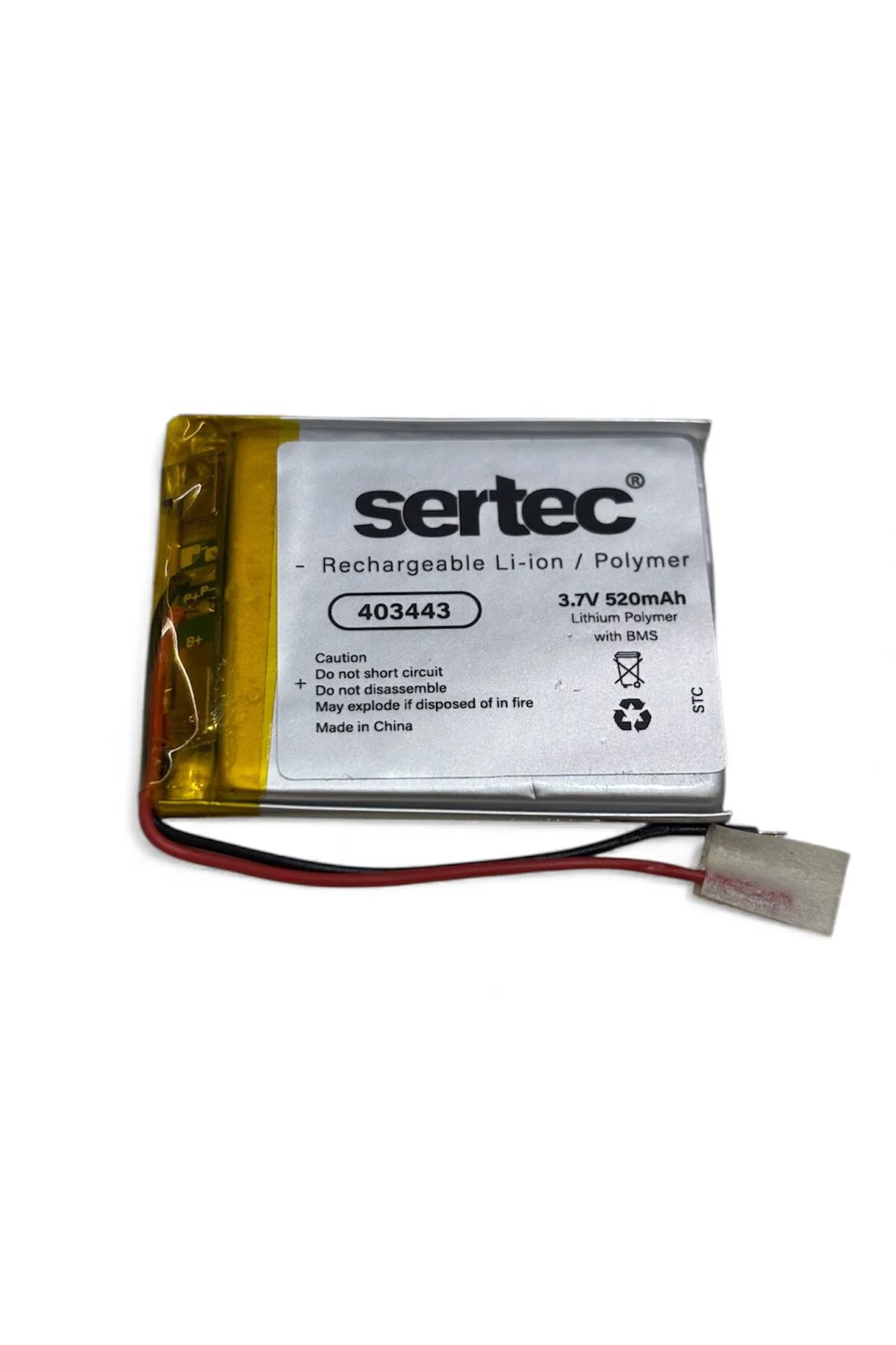 403443 3.7V 520 MAh Li-Polymer Pil (Devreli/1.5A)