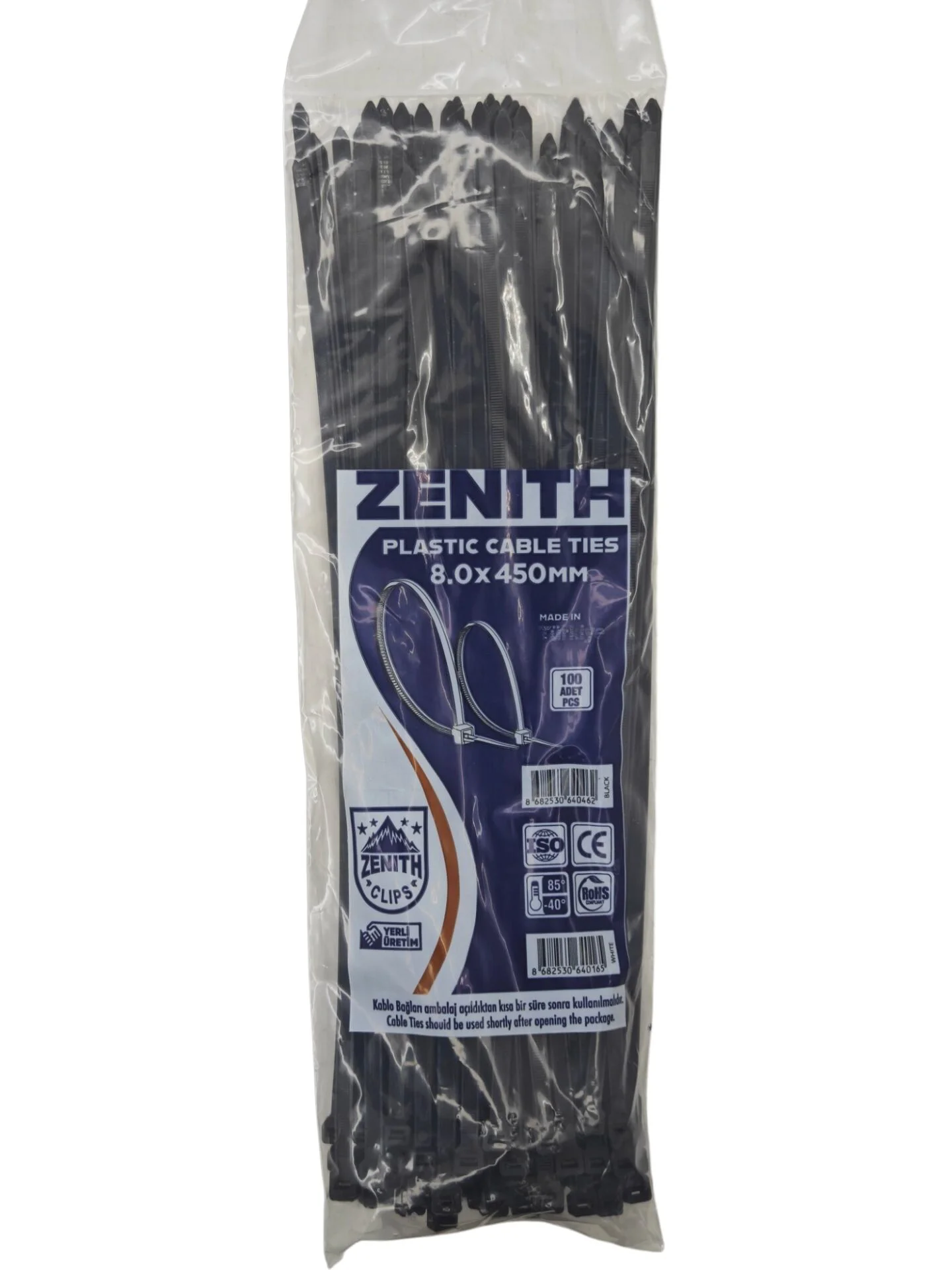 4046   Zenith Kablo Bağı - Plastik Kelepçe 8mm 450mm - Siyah