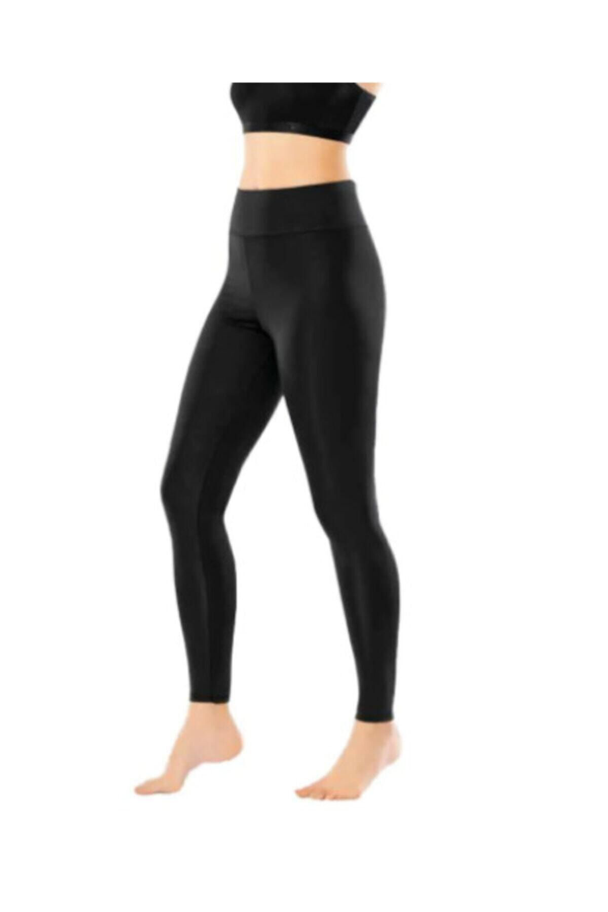 4086 Yarım Bel Dalgıç Sporcu Kadın Tayt Siyah - L-xl