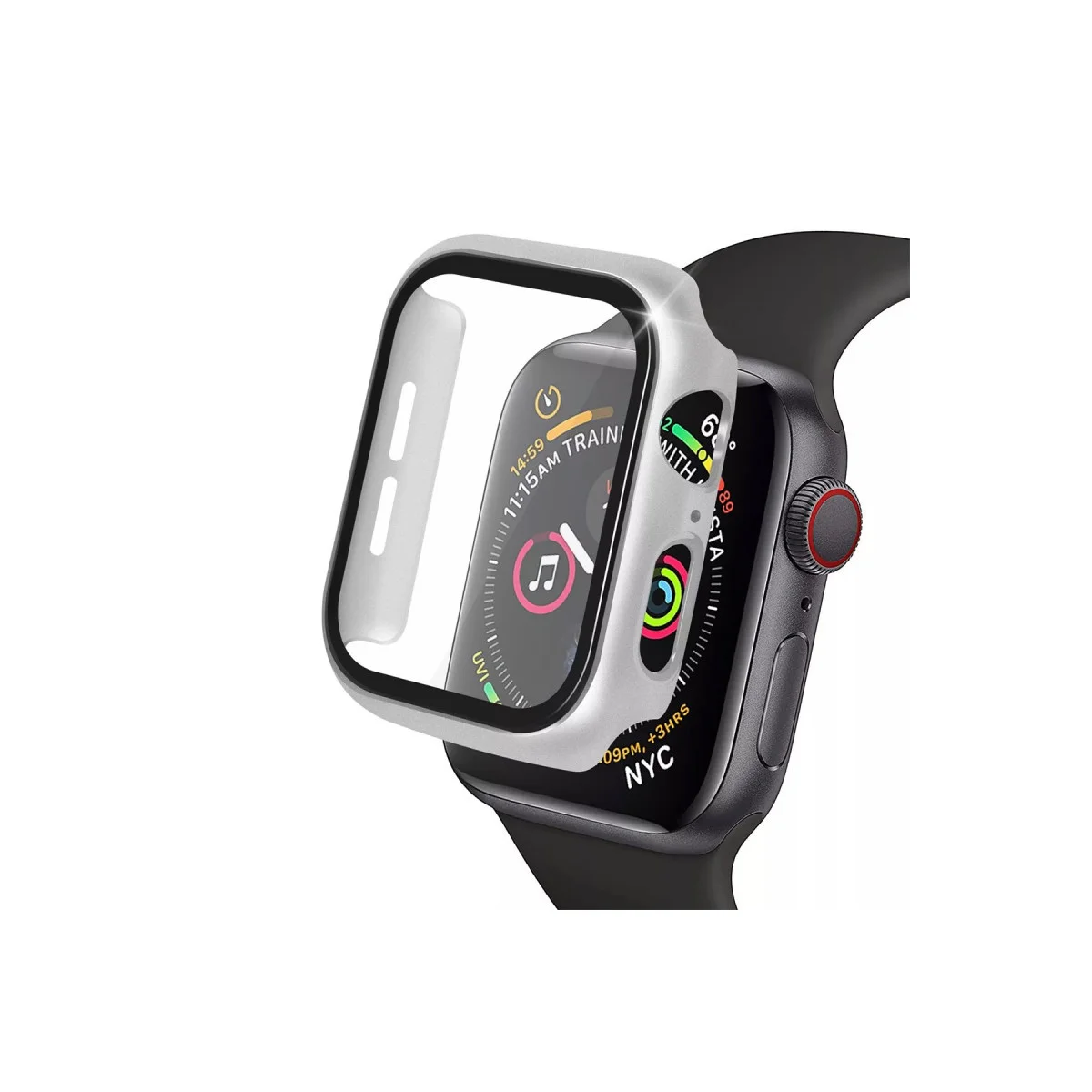 40mm Camlı Kasa Ekran Koruyucu - Saat Kılıfı Gümüş