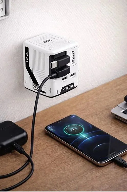 40W GaN Hızlı Şarj Adaptörü - Geri Çekilebilir USB-C & Lightning Kablolu Şarj Cihazı (Turuncu) Fiyatı, Yorumları ve Özellikleri