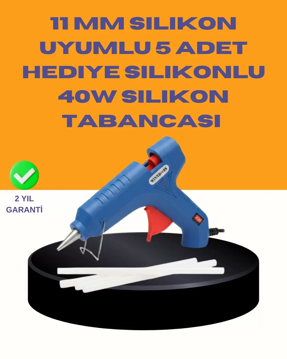 40W Sıcak Mum Silikon Tabancası - 5 Hediyeli Hızlı Yapıştırma ve Evde Onarım İçin