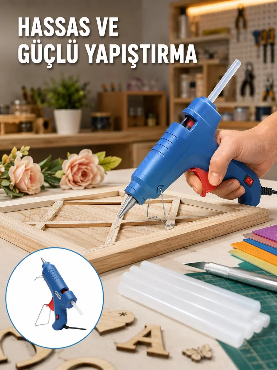 40W Sıcak Mum Tabancası 5 Silikon Hediyeli - Hızlı, Ergonomik ve El İşi İçin Mükemmel Fiyatı, Yorumları ve Özellikleri