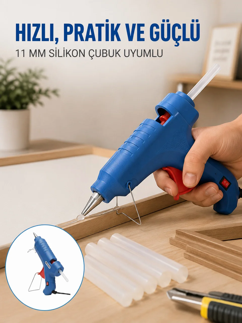 40w Sıcak Silikon Tabancası 5 Silikon Hediyeli Dayanıklı Tasarım Yeni Nesil - Lisinya