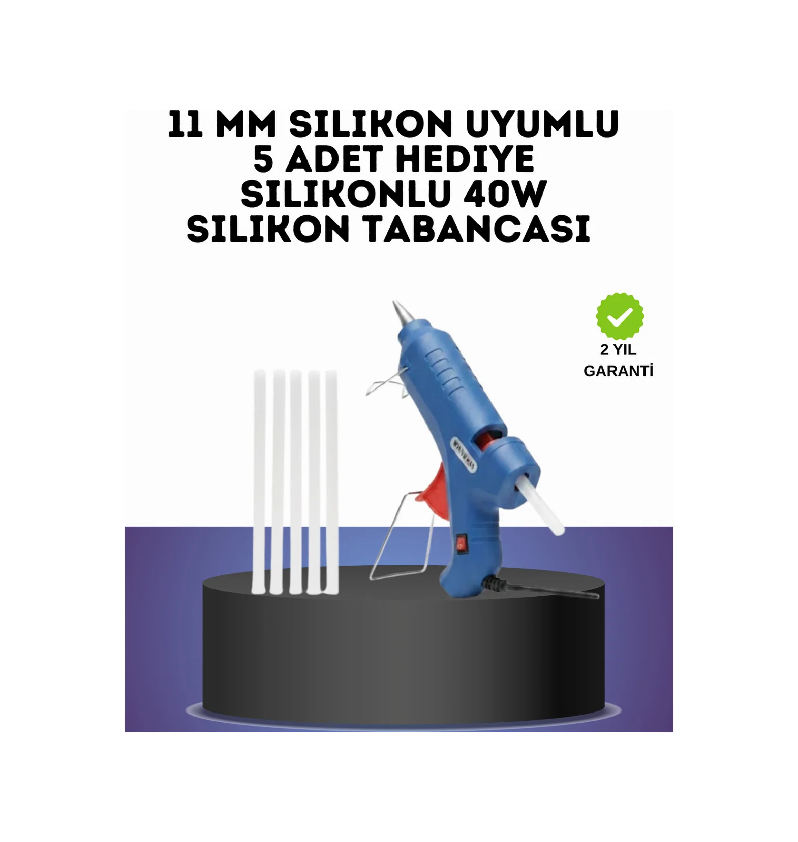 40w Sıcak Silikon Tabancası 5 Silikon Hediyeli Dayanıklı Tasarım