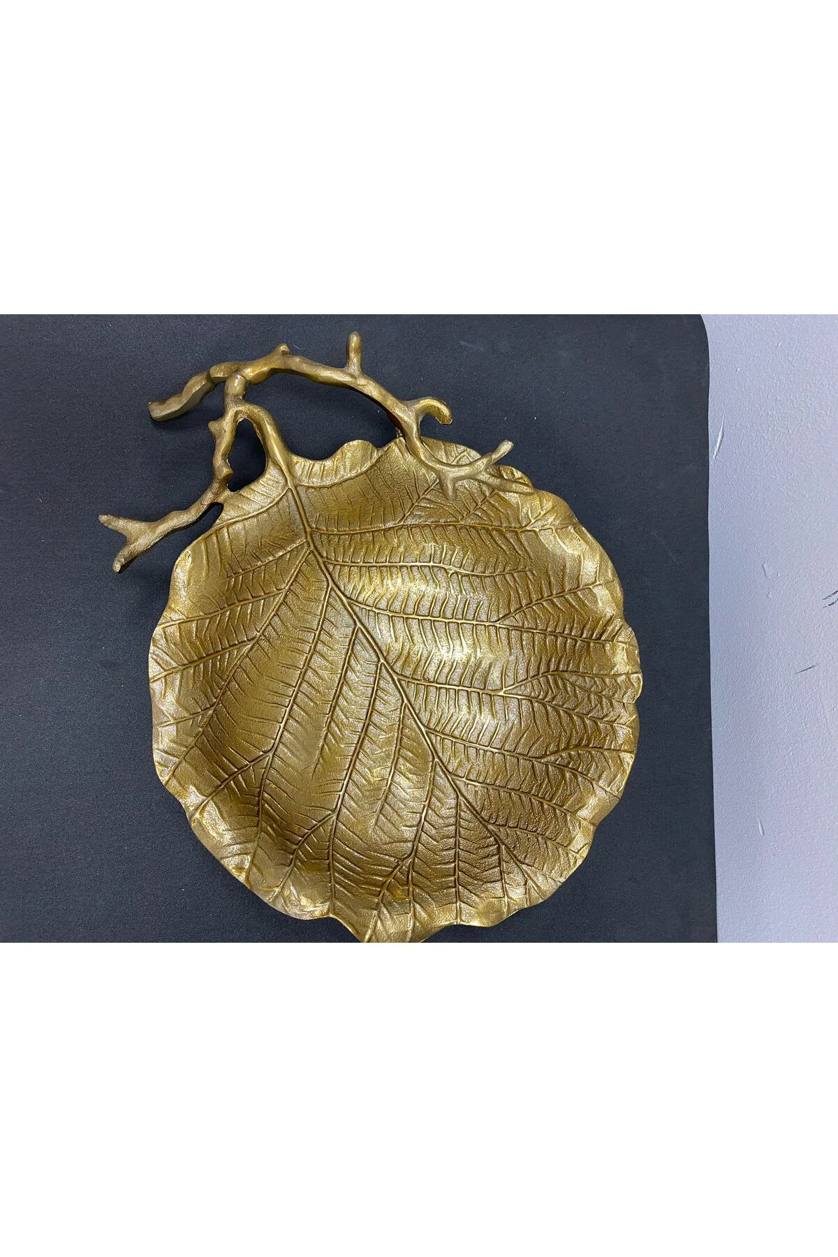 40x30 cm Döküm Aliminyum Gold Eskitme İstiridye Dekoratif Tabak