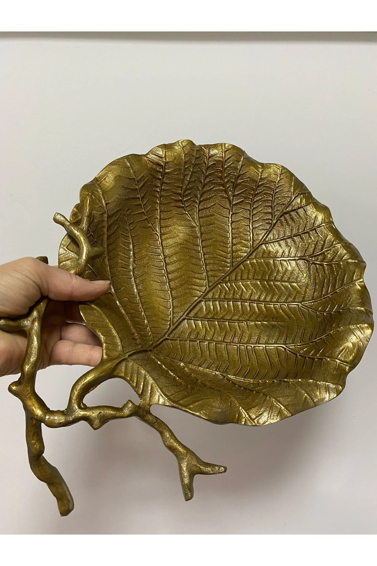 40x30 cm Döküm Aliminyum Gold Eskitme İstiridye Dekoratif Tabak