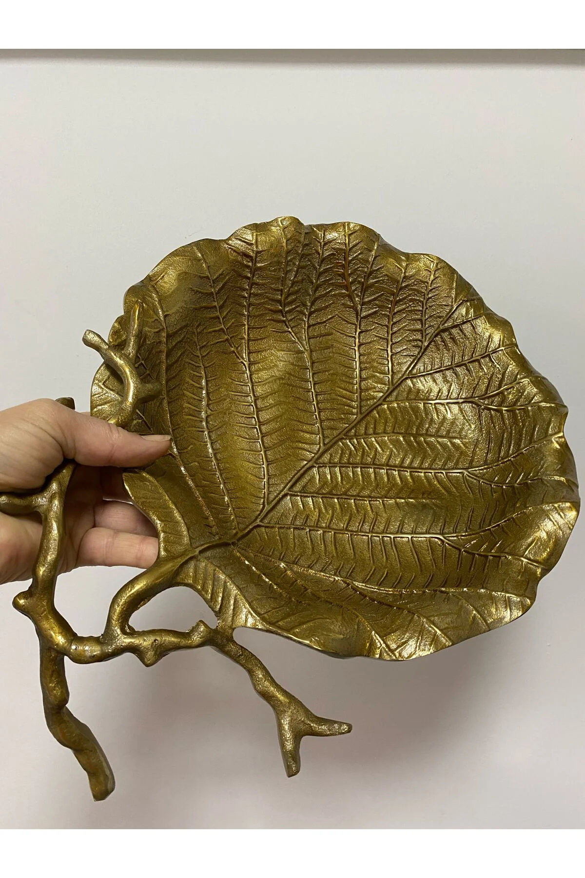 40x30 cm Döküm Aliminyum Gold Eskitme İstiridye Dekoratif Tabak