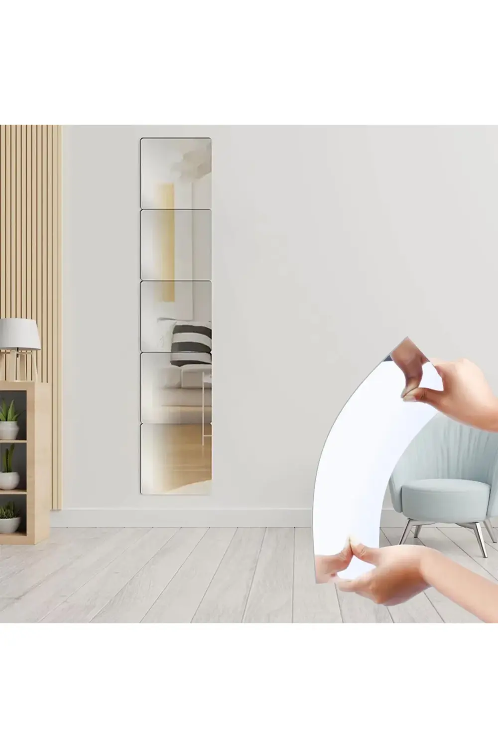 40X40CM KENDİNDEN YAPIŞKANLI ESNEK PVC DUVAR AYNASI PANEL STİCKER